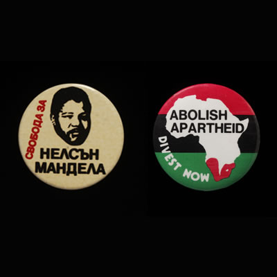 Badges of the struggle against apartheid - South Africa and other countries, about 1980–94