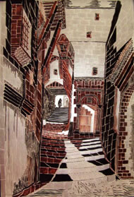 The Kasbah, painting by Mounjia Abdeltif &ndash; an example of the &ldquo;gentle unfolding&rdquo; of architecture that Christopher Alexander so admires.