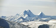 Three peaks of the Sacred Mountain Uch-Sumer 4506meters above sea level Photograph: &copy; FSDA/Chagat Almashev, 2009