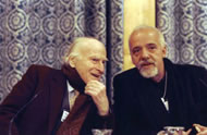 Yehudi Menuhin & Paulo Coelho at the World Economic Forum in Davos (1999) &copy; www.weforum.org