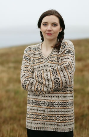Recreation of the jumper knitted by Doris Hunter. Photograph &copy; Susan Crawford