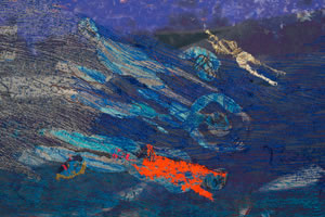 SEA &ndash; Thread Bearing Witness (detail) by Alice Kettle. Cotton, rayon and metallic on printed canvas (3m x 8m, 2017) Courtesy the artist and Candida Stevens Gallery. Photograph: Joe Low
