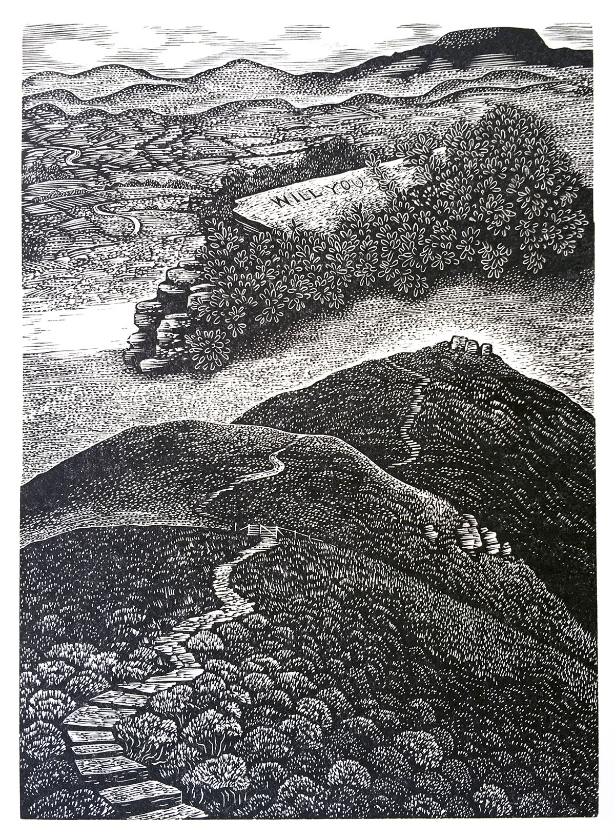 Artwork by Hilary Paynter from Exit the Known World: Poems by Simon Armitage published by www.finepresspoetry.com
