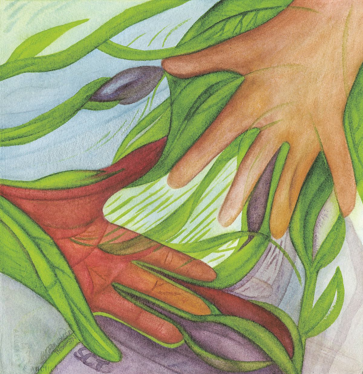 &lsquo;In Relationship&rsquo;, watercolour painting &copy; Susan Cohen Thompson www.thompsonartstudio.com