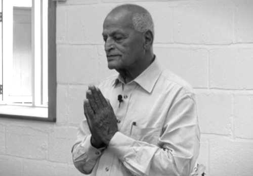 Satish meditating in Schumacher College